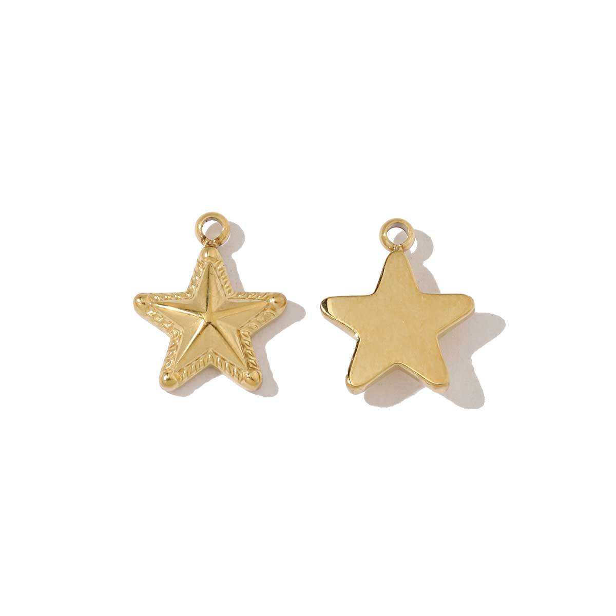 6pcs/pack Stainless Steel Crescent Angel Eye Sun Charms Square Brick Palm Leaf Starfish Necklace DIY Small Pendant Wholesale