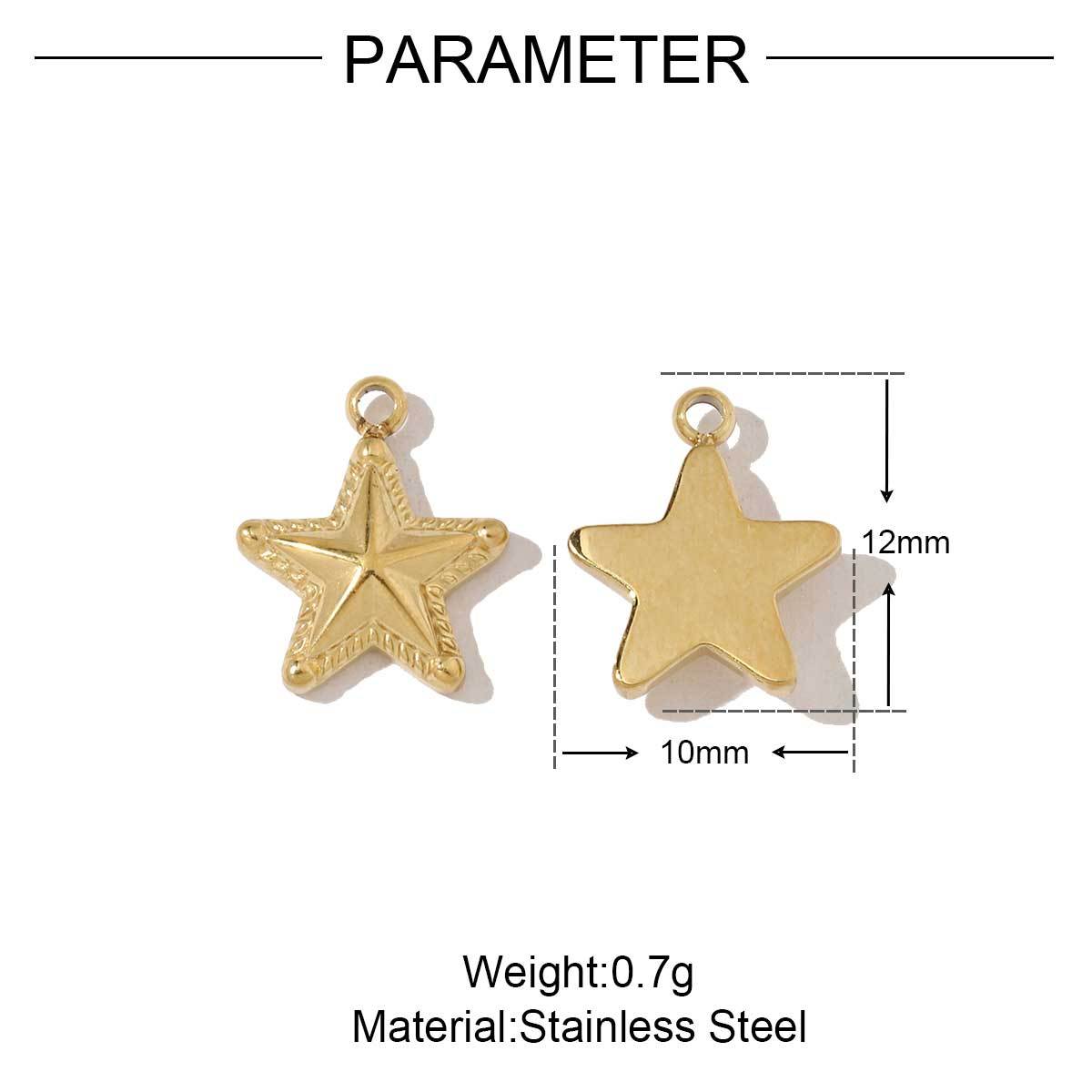 6pcs/pack Stainless Steel Crescent Angel Eye Sun Charms Square Brick Palm Leaf Starfish Necklace DIY Small Pendant Wholesale