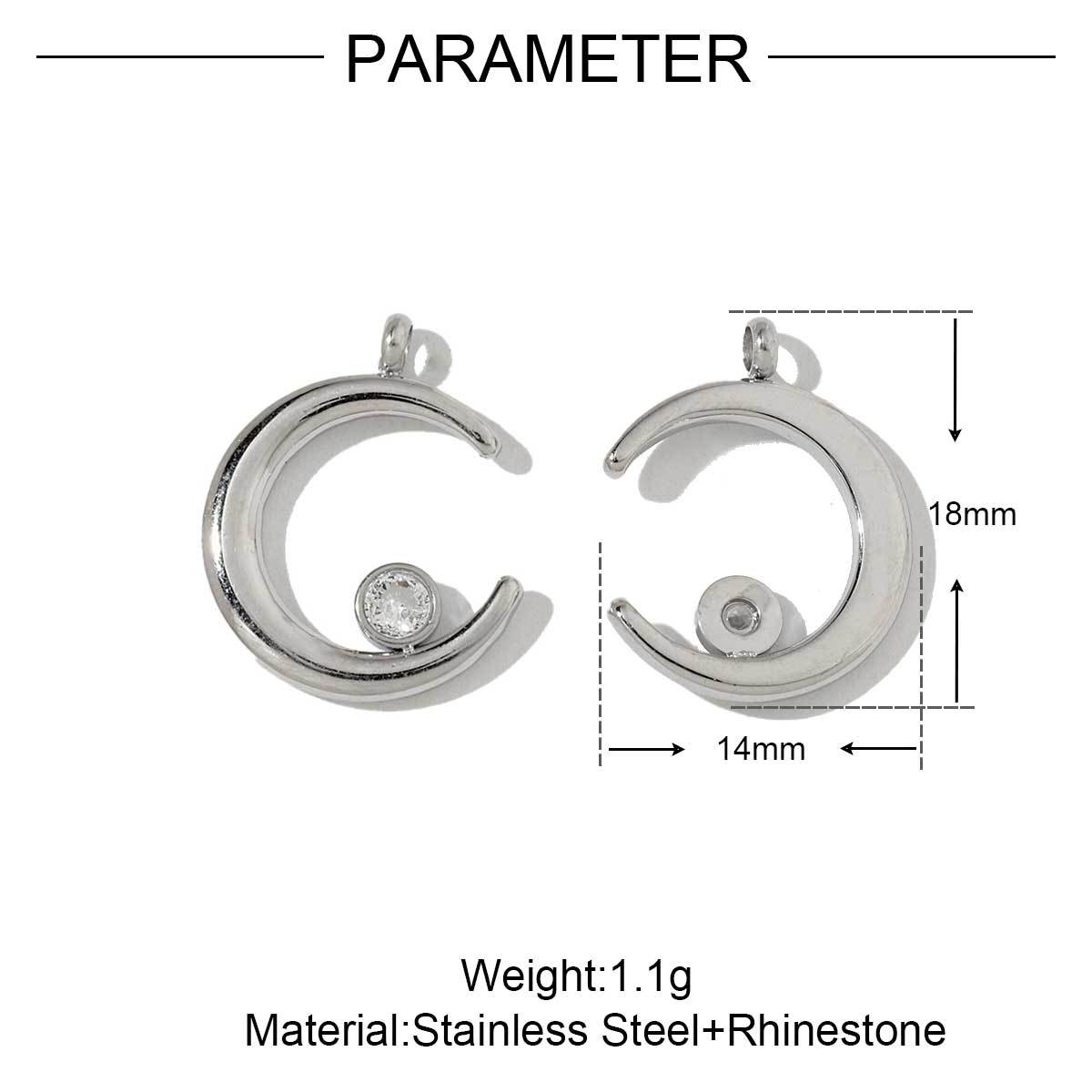 6pcs/pack Stainless Steel Crescent Angel Eye Sun Charms Square Brick Palm Leaf Starfish Necklace DIY Small Pendant Wholesale