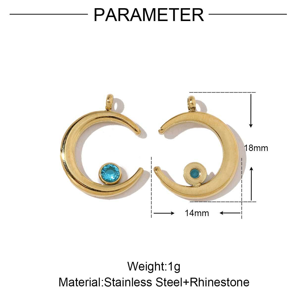 6pcs/pack Stainless Steel Crescent Angel Eye Sun Charms Square Brick Palm Leaf Starfish Necklace DIY Small Pendant Wholesale