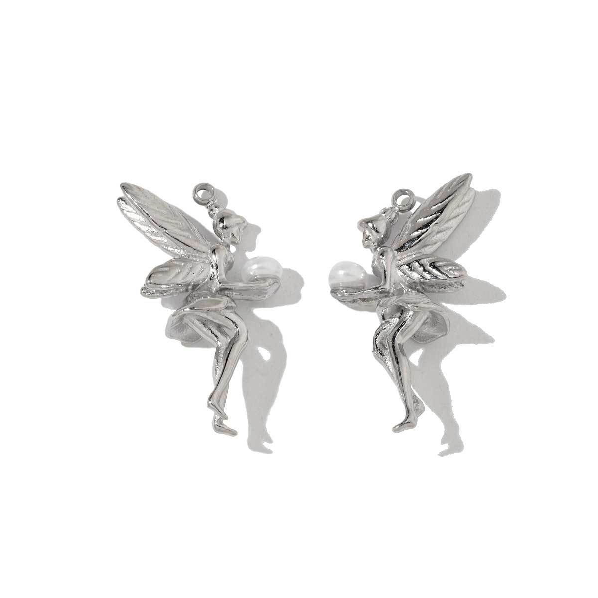 6pcs/pack Stainless Steel Crescent Angel Eye Sun Charms Square Brick Palm Leaf Starfish Necklace DIY Small Pendant Wholesale
