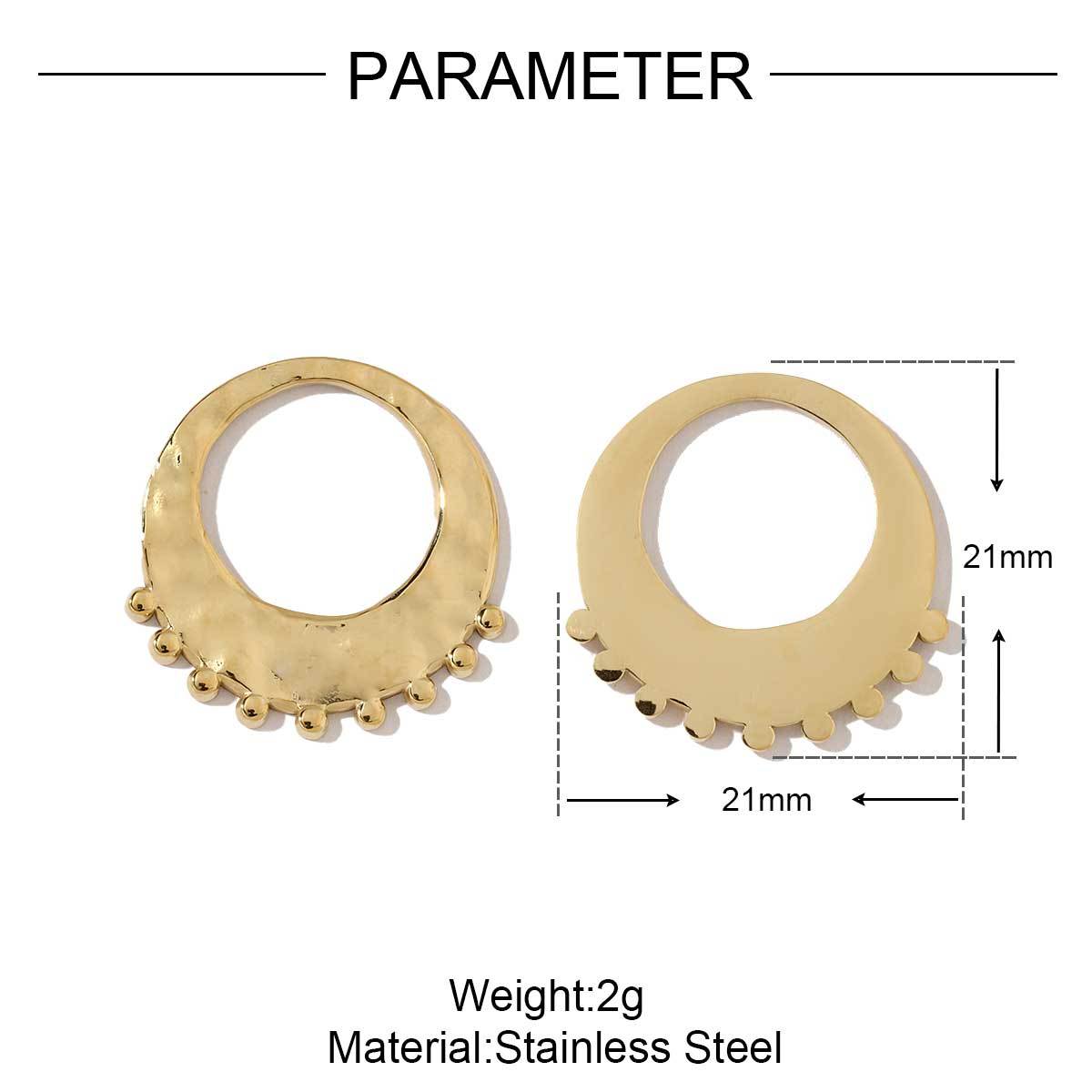 6pcs/pack French Gold Color Geometric Earring Charms Spiral Gourd DIY Necklace Pendants Stainless Steel Jewelry Accessories