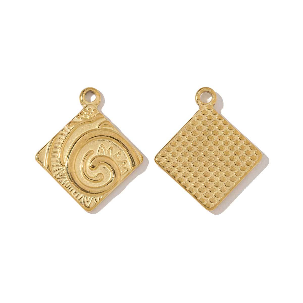 6pcs/pack French Gold Color Geometric Earring Charms Spiral Gourd DIY Necklace Pendants Stainless Steel Jewelry Accessories