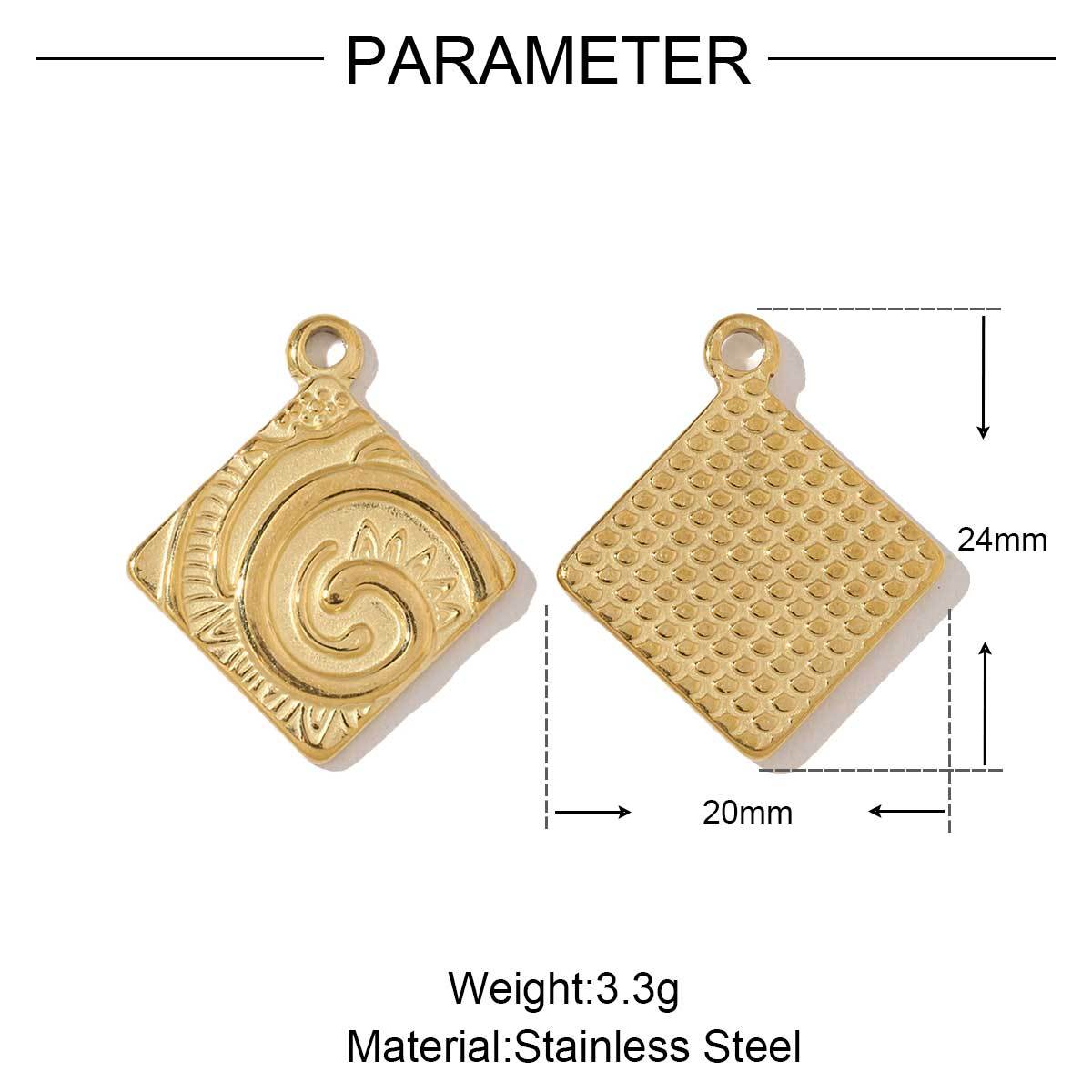 6pcs/pack French Gold Color Geometric Earring Charms Spiral Gourd DIY Necklace Pendants Stainless Steel Jewelry Accessories