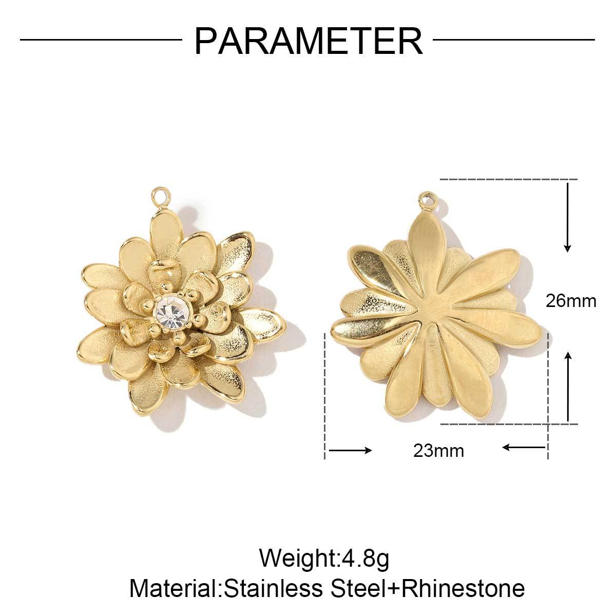 6pcs/pack Wholesale French Daisy Leaf DIY Charms 3D Rose Crescent Stainless Steel Neacklace Pendant Jewelry Accessory