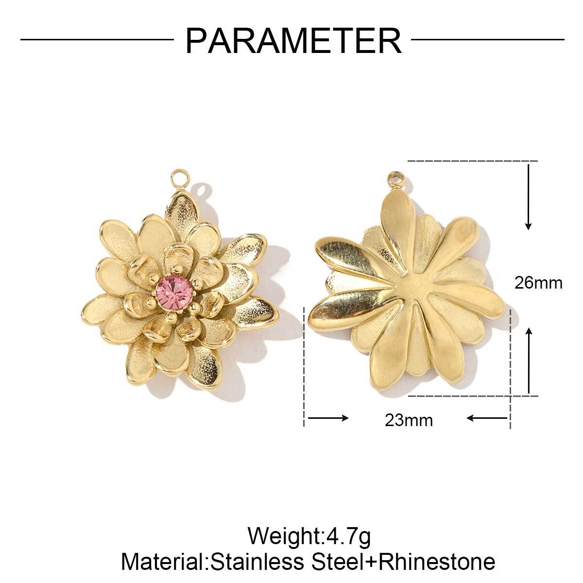 6pcs/pack Wholesale French Daisy Leaf DIY Charms 3D Rose Crescent Stainless Steel Neacklace Pendant Jewelry Accessory