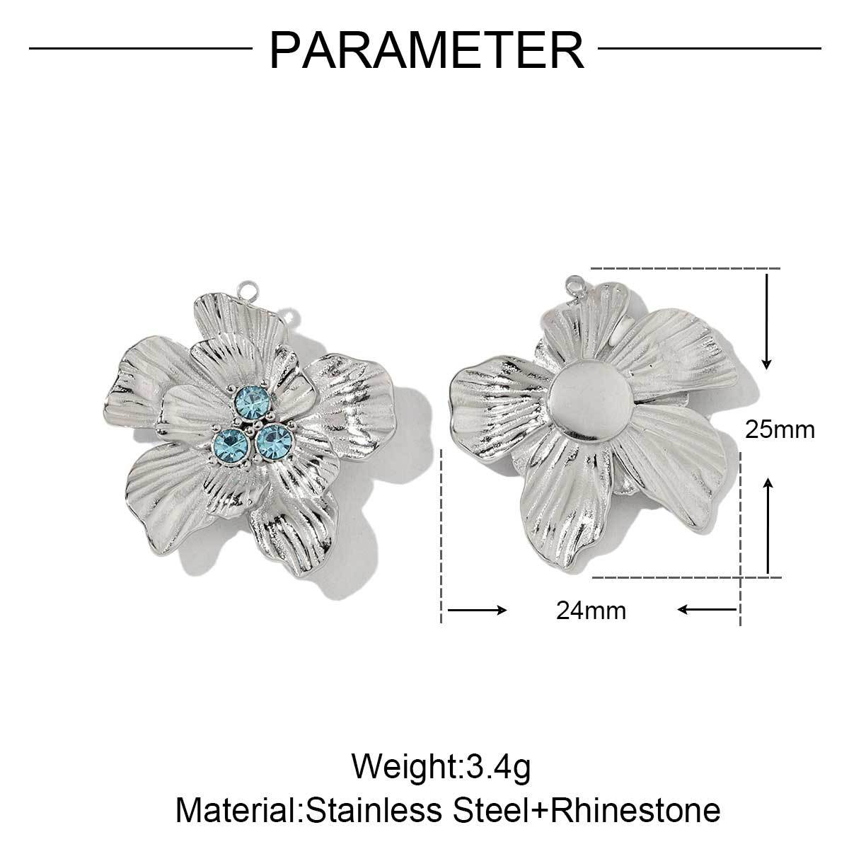 6pcs/pack Wholesale French Daisy Leaf DIY Charms 3D Rose Crescent Stainless Steel Neacklace Pendant Jewelry Accessory