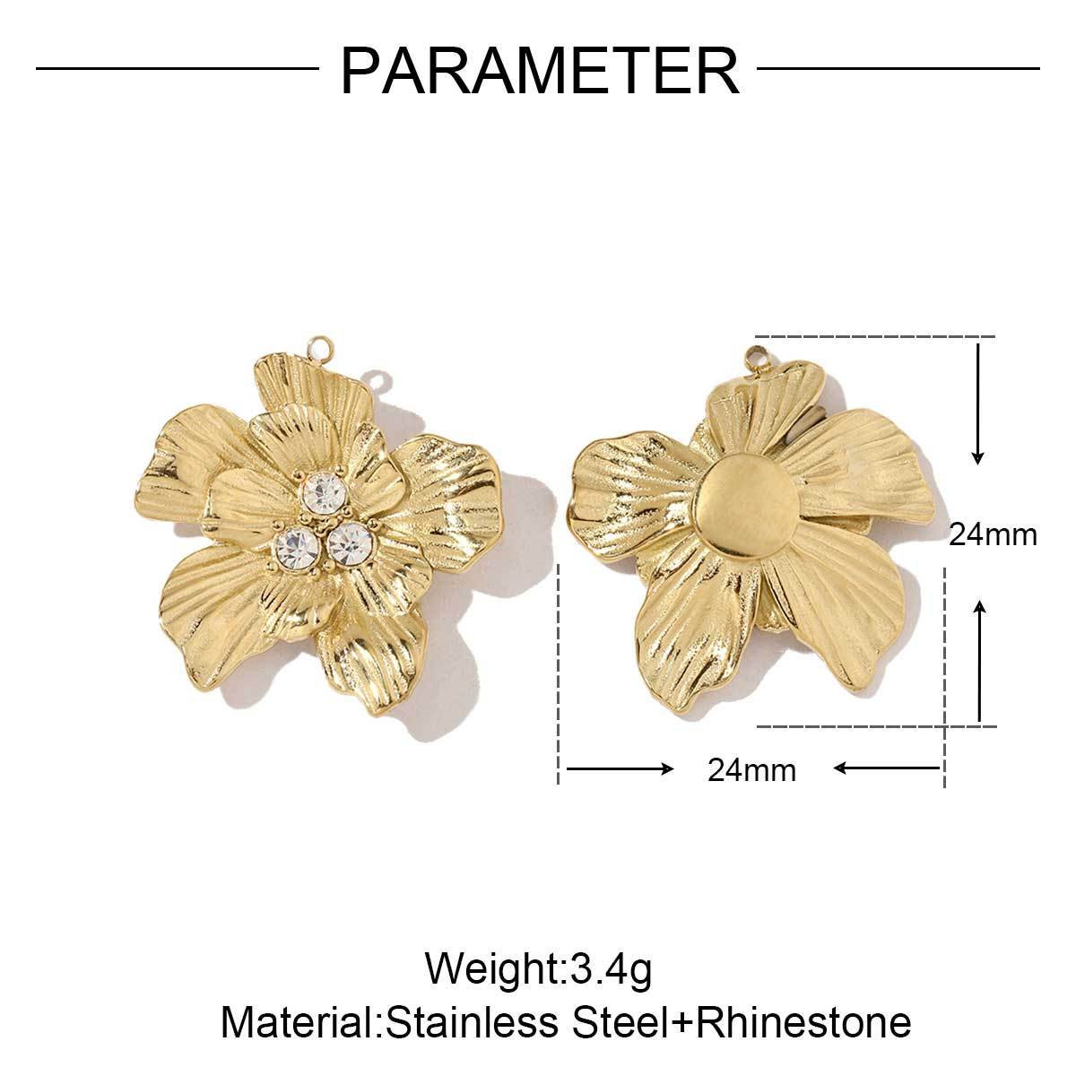 6pcs/pack Wholesale French Daisy Leaf DIY Charms 3D Rose Crescent Stainless Steel Neacklace Pendant Jewelry Accessory