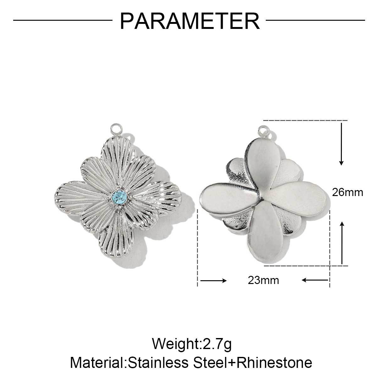 6pcs/pack Wholesale French Daisy Leaf DIY Charms 3D Rose Crescent Stainless Steel Neacklace Pendant Jewelry Accessory