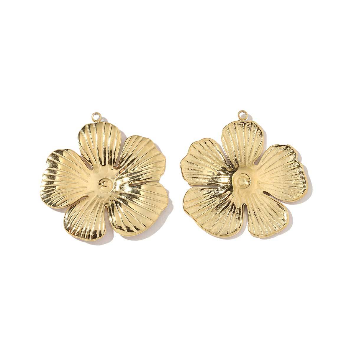 6pcs/pack Wholesale French Daisy Leaf DIY Charms 3D Rose Crescent Stainless Steel Neacklace Pendant Jewelry Accessory