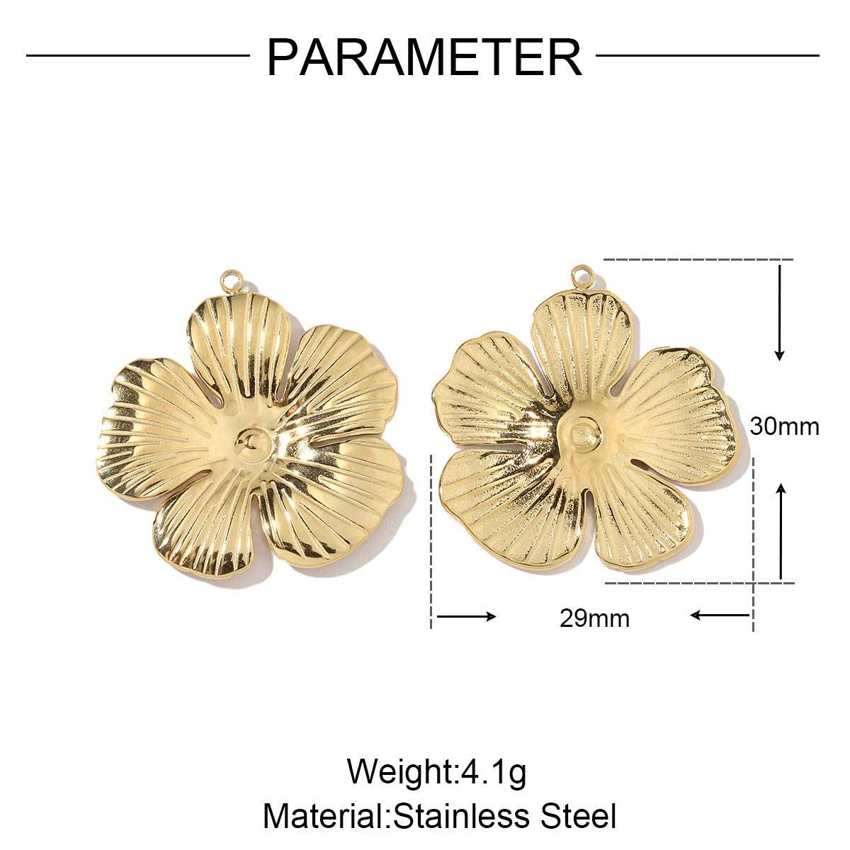 6pcs/pack Wholesale French Daisy Leaf DIY Charms 3D Rose Crescent Stainless Steel Neacklace Pendant Jewelry Accessory