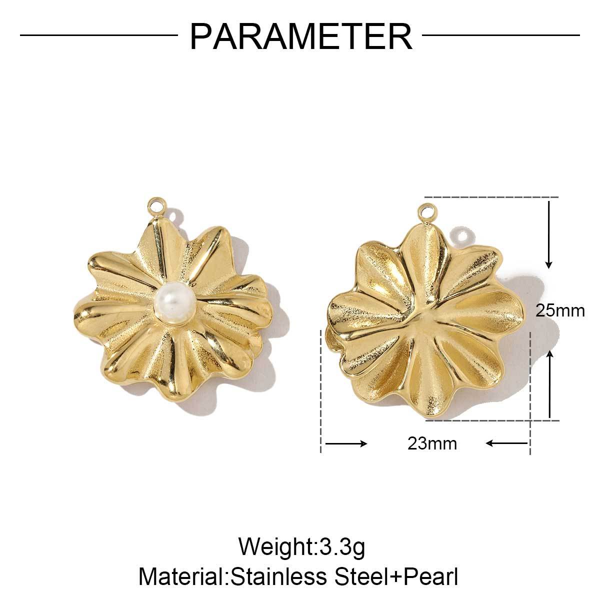6pcs/pack Wholesale French Daisy Leaf DIY Charms 3D Rose Crescent Stainless Steel Neacklace Pendant Jewelry Accessory