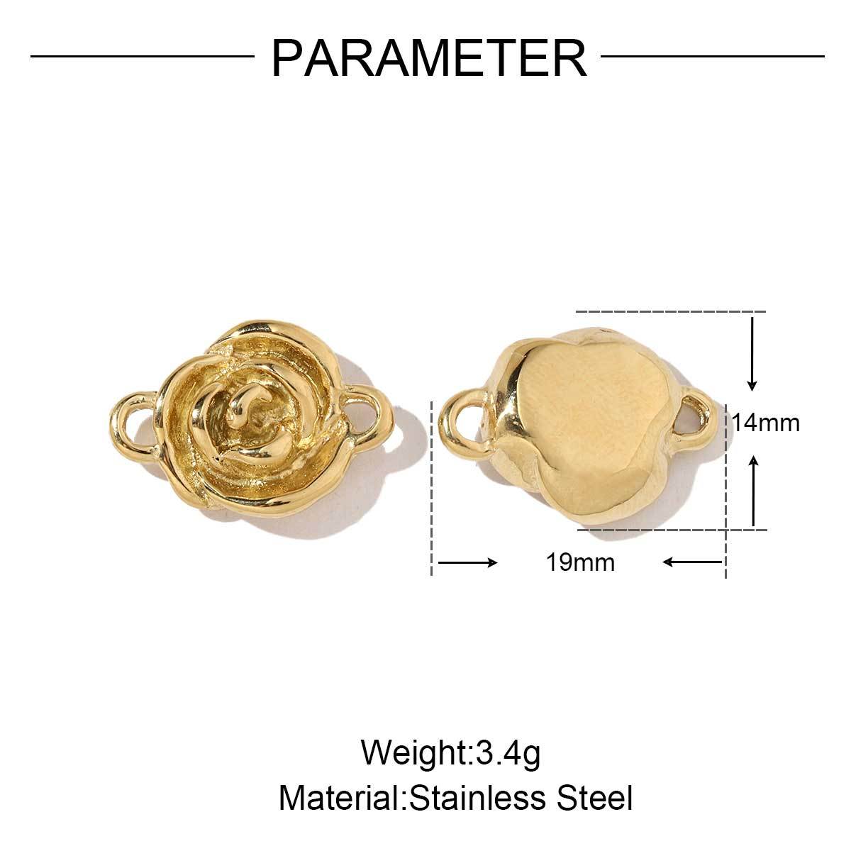 6pcs/pack Wholesale French Daisy Leaf DIY Charms 3D Rose Crescent Stainless Steel Neacklace Pendant Jewelry Accessory