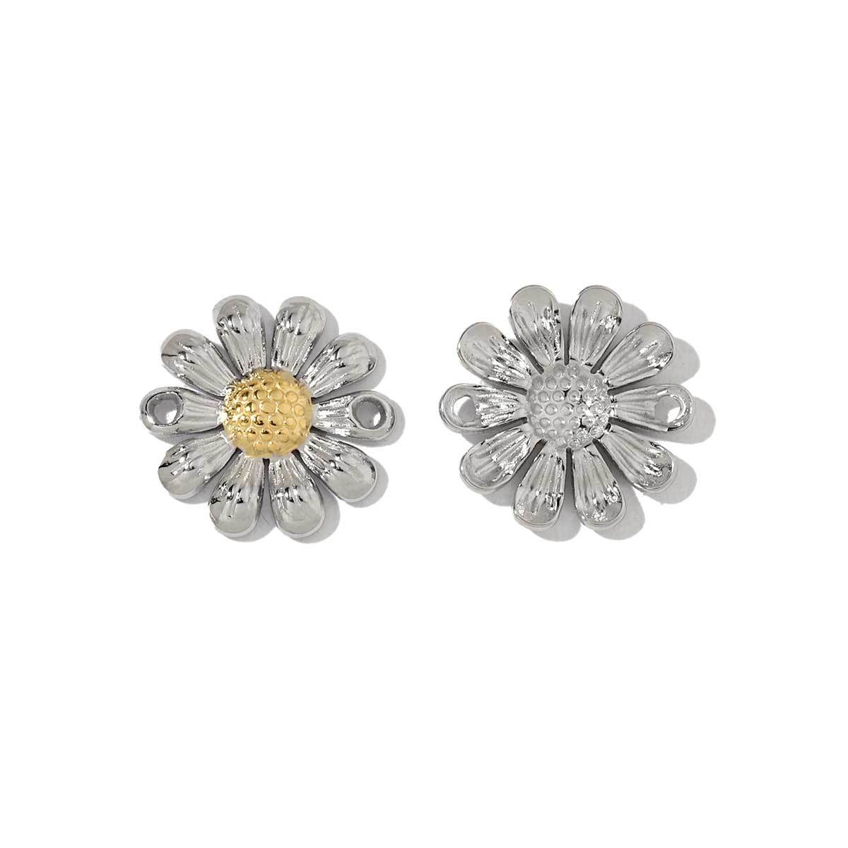6pcs/pack Wholesale French Daisy Leaf DIY Charms 3D Rose Crescent Stainless Steel Neacklace Pendant Jewelry Accessory