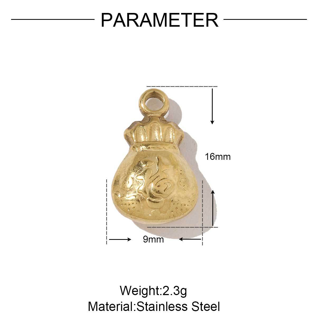 6pcs/pack Stainless Steel Geometric Nugget Lucky Bag Charms Daisy Strawberry DIY Small Pendants Wholesale