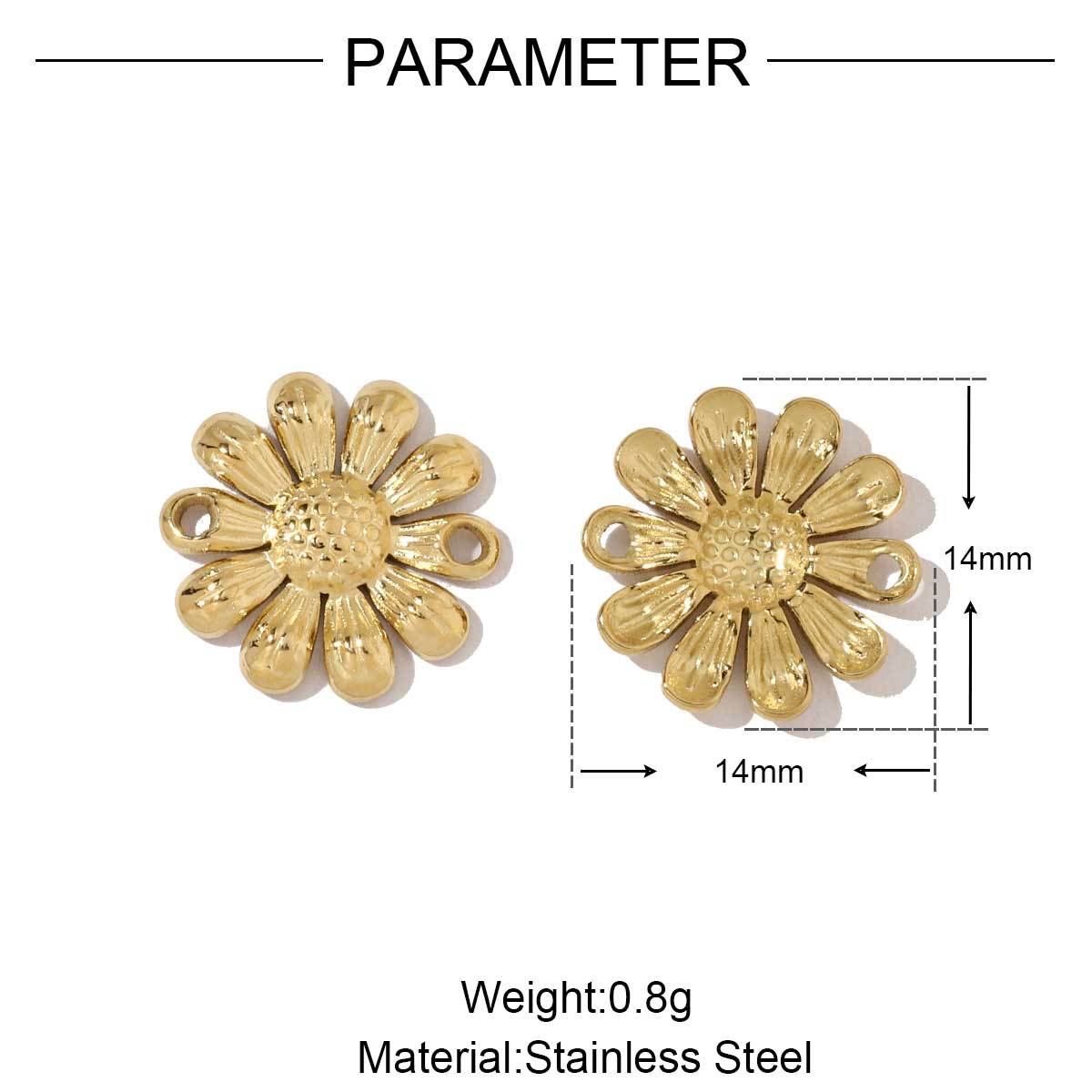 6pcs/pack Stainless Steel Geometric Nugget Lucky Bag Charms Daisy Strawberry DIY Small Pendants Wholesale