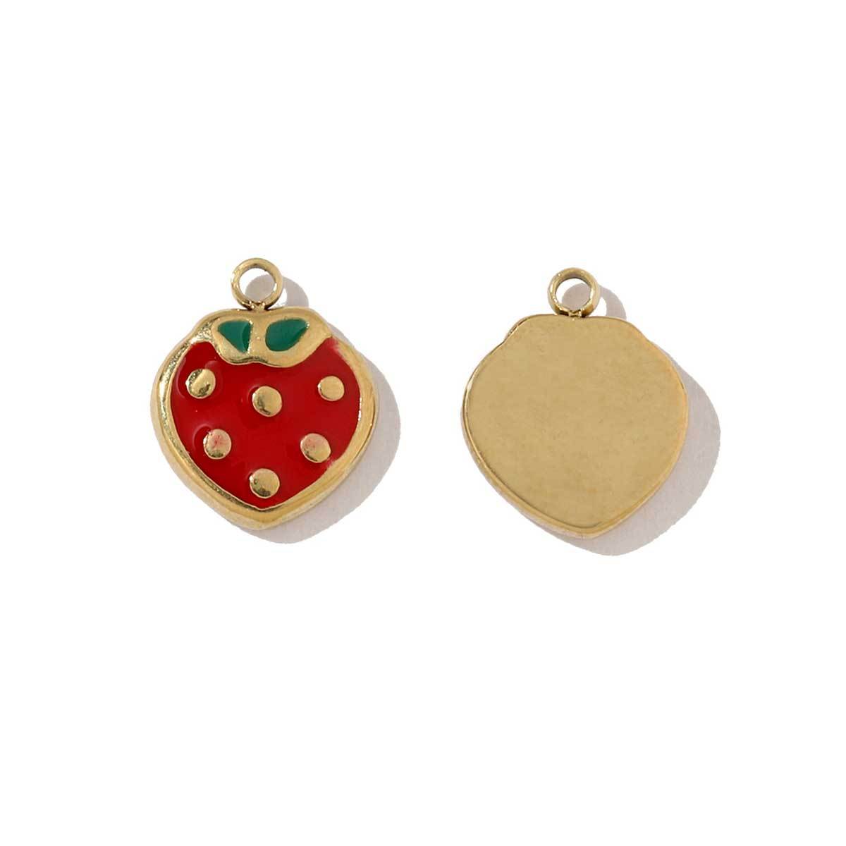6pcs/pack Stainless Steel Geometric Nugget Lucky Bag Charms Daisy Strawberry DIY Small Pendants Wholesale