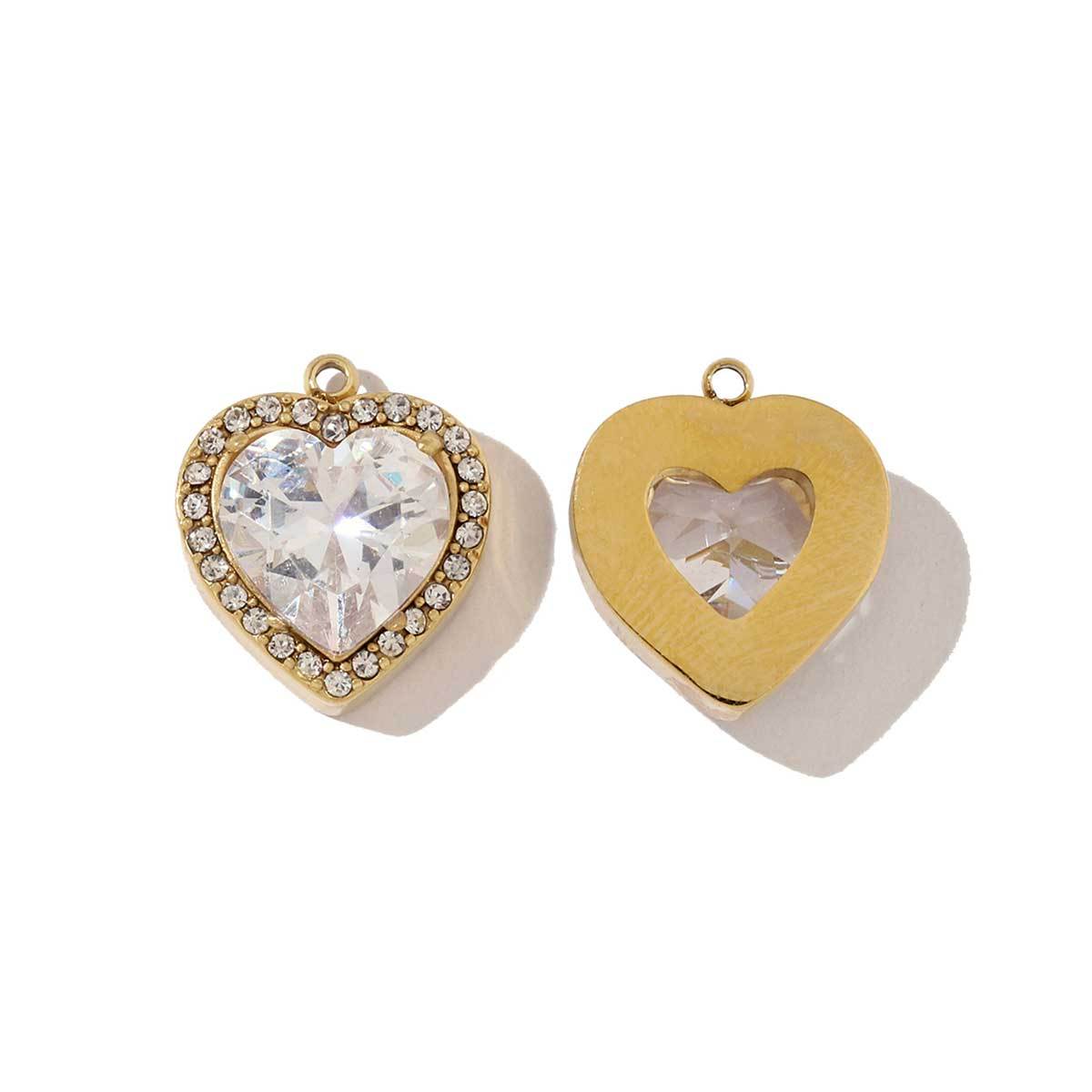 6pcs/pack French Stainless Steel Bow Oval Heart-shaped Zircon Charms Star Cross Angel Necklace DIY Small Pendant Wholesale