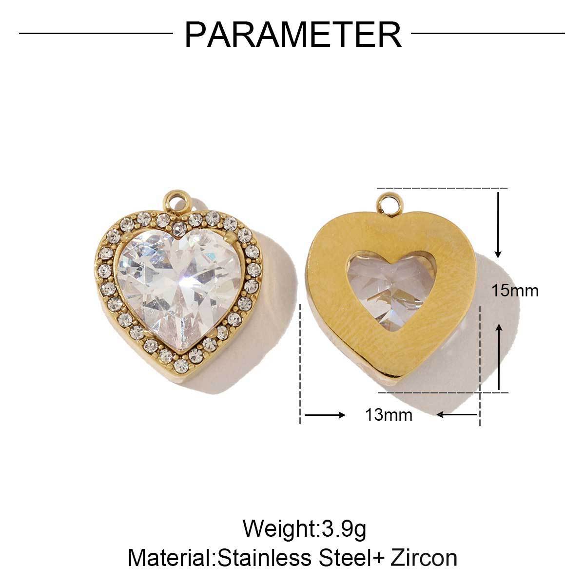 6pcs/pack French Stainless Steel Bow Oval Heart-shaped Zircon Charms Star Cross Angel Necklace DIY Small Pendant Wholesale