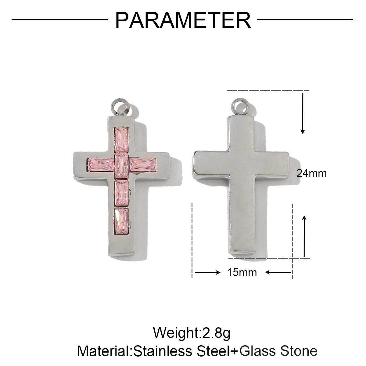 6pcs/pack French Stainless Steel Bow Oval Heart-shaped Zircon Charms Star Cross Angel Necklace DIY Small Pendant Wholesale