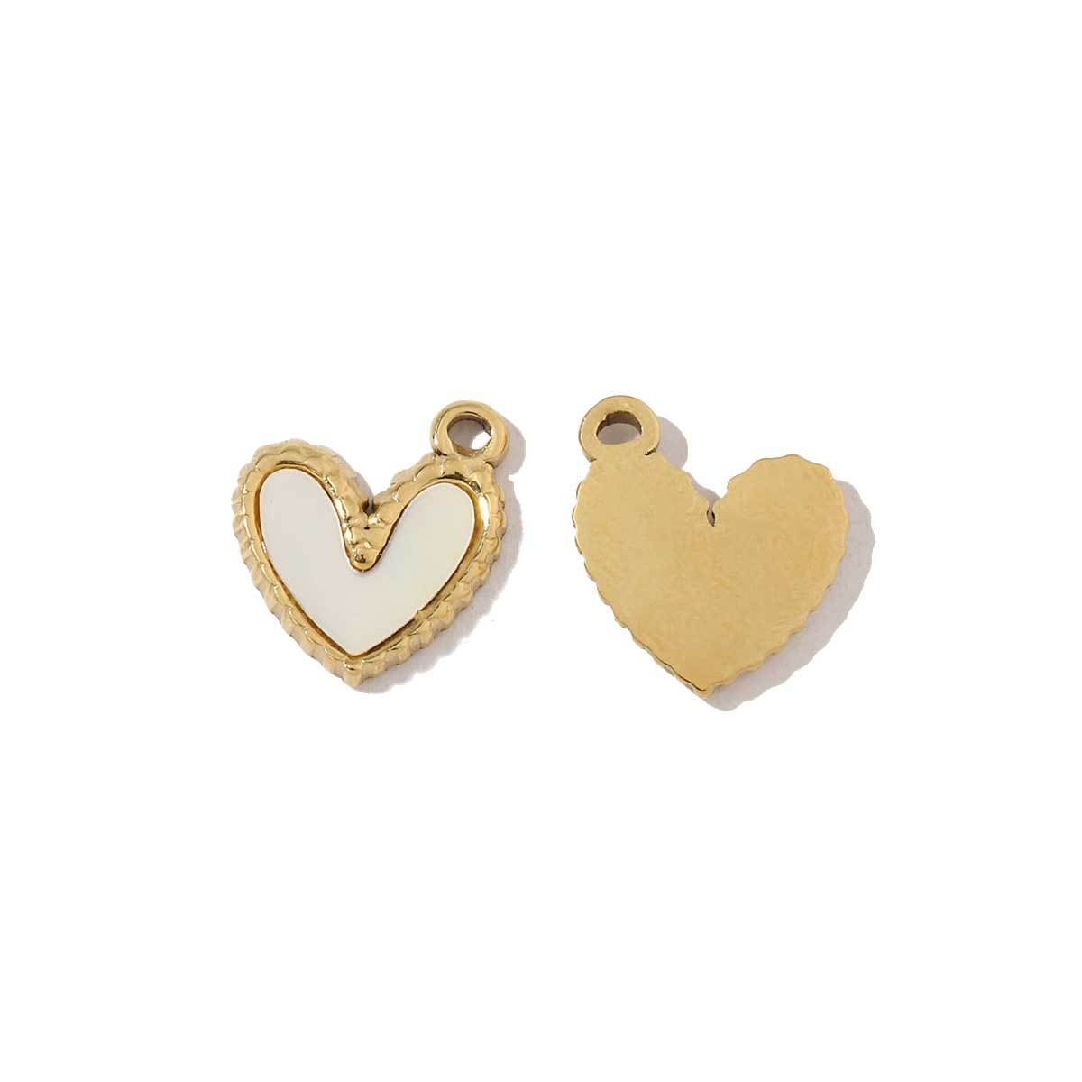6pcs/pack French Stainless Steel Round Heart-Shaped Shell Zircon Charms Clover Butterfly Necklace DIY Small Pendant Accessory