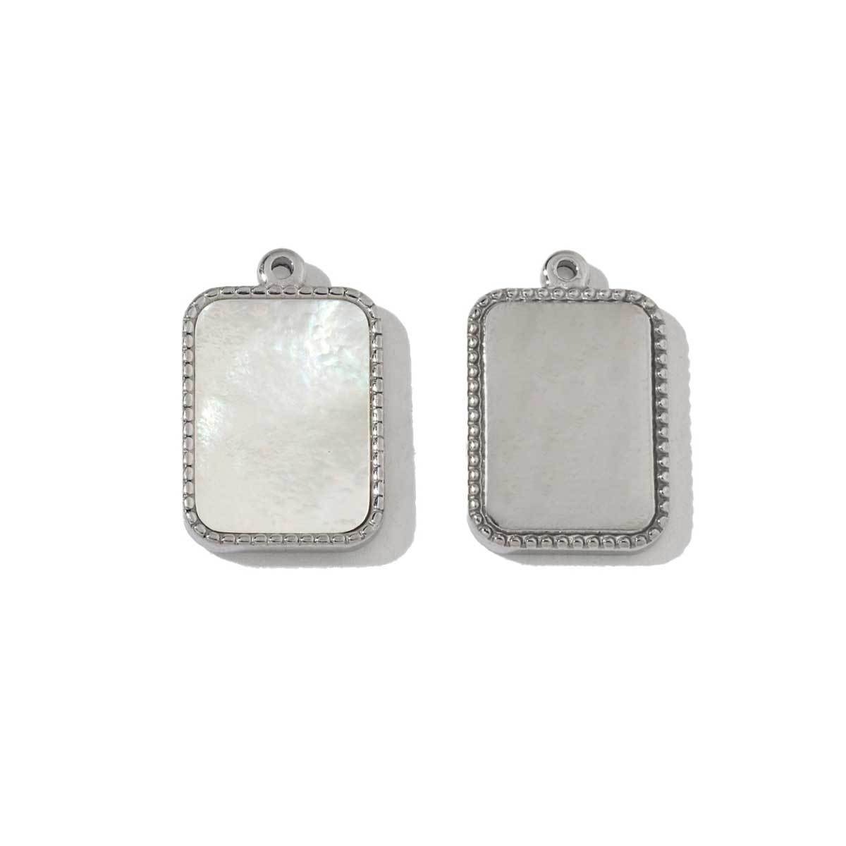 6pcs/pack French Stainless Steel Round Heart-Shaped Shell Zircon Charms Clover Butterfly Necklace DIY Small Pendant Accessory