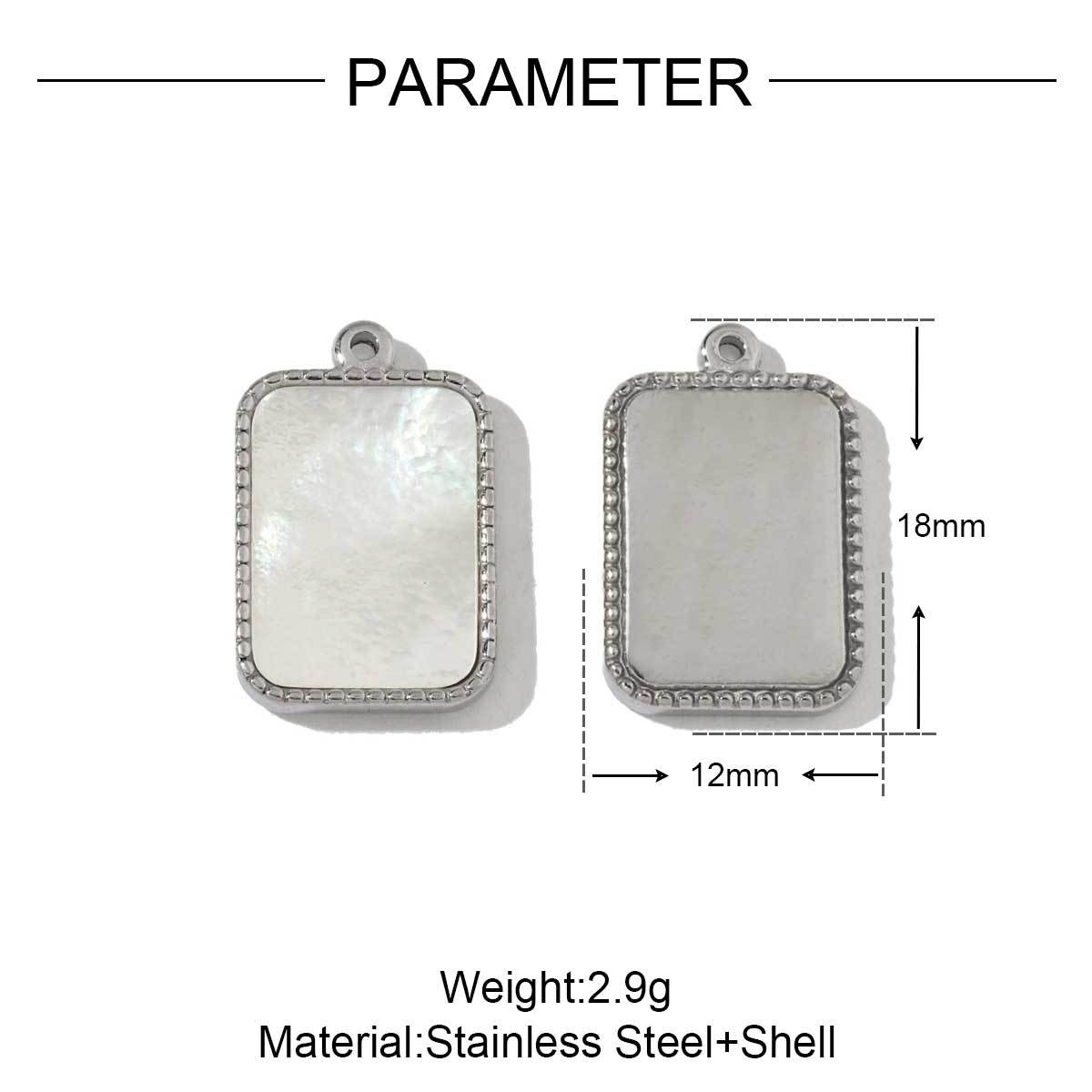 6pcs/pack French Stainless Steel Round Heart-Shaped Shell Zircon Charms Clover Butterfly Necklace DIY Small Pendant Accessory