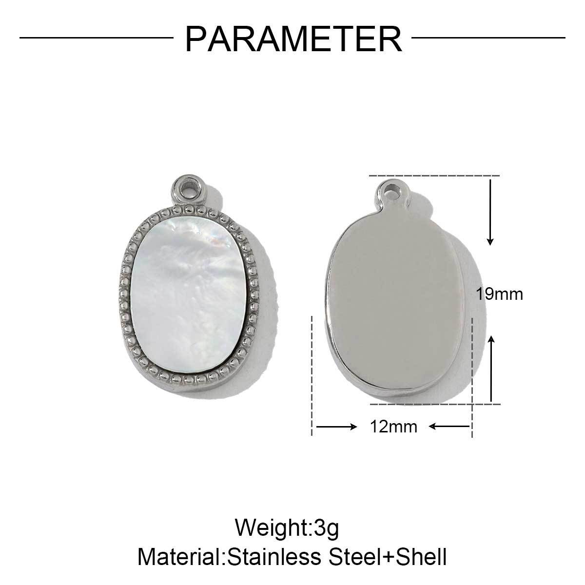 6pcs/pack French Stainless Steel Round Heart-Shaped Shell Zircon Charms Clover Butterfly Necklace DIY Small Pendant Accessory