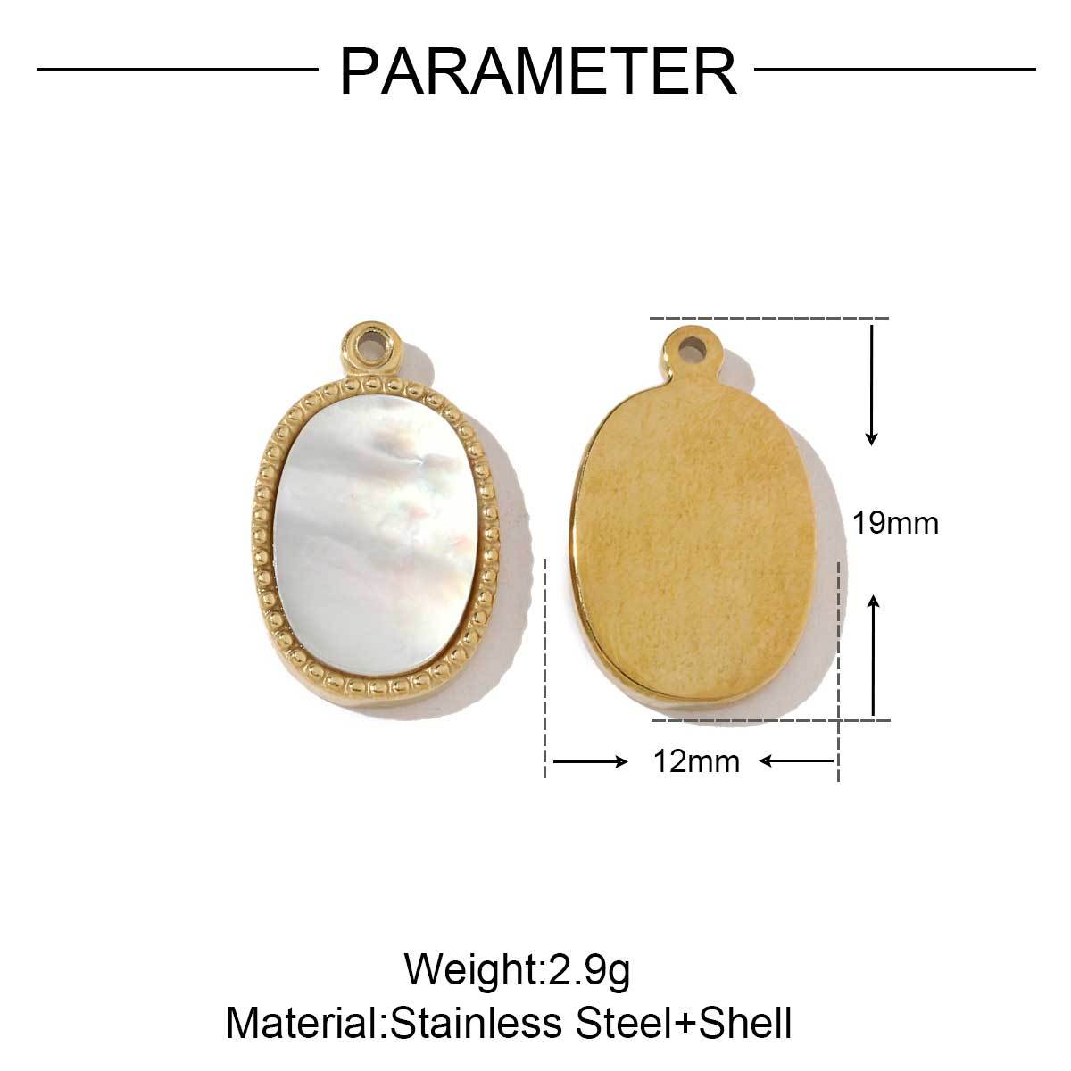 6pcs/pack French Stainless Steel Round Heart-Shaped Shell Zircon Charms Clover Butterfly Necklace DIY Small Pendant Accessory