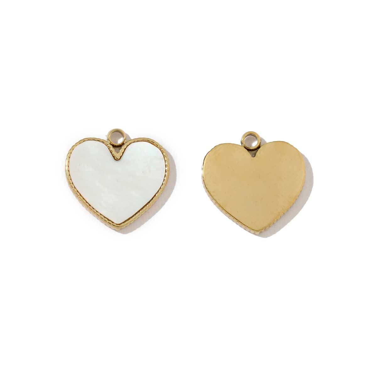 6pcs/pack French Stainless Steel Round Heart-Shaped Shell Zircon Charms Clover Butterfly Necklace DIY Small Pendant Accessory