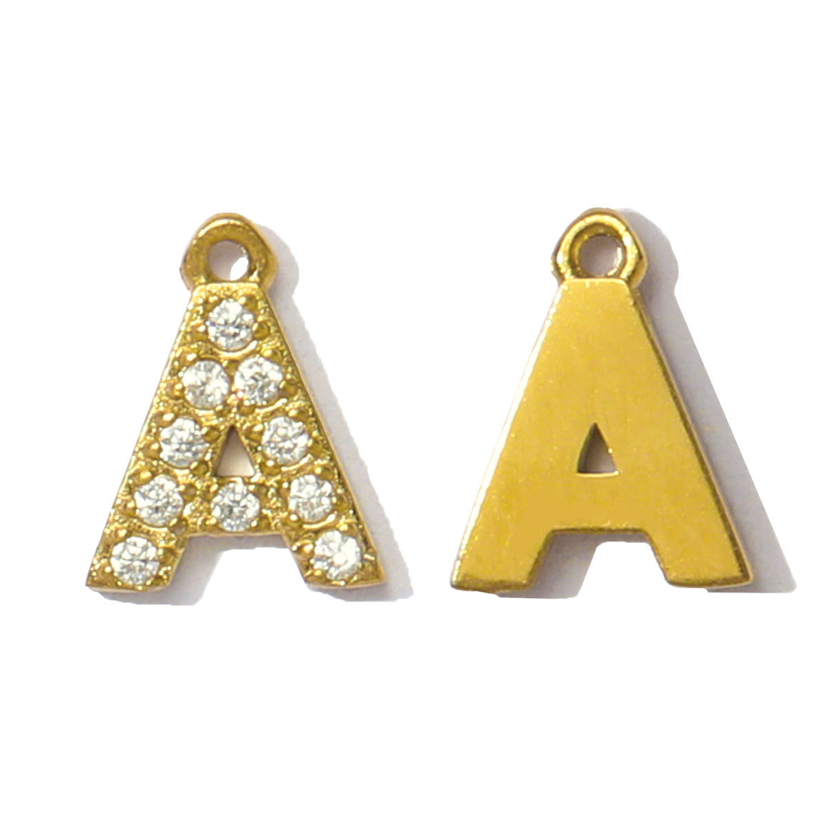 6pcs/pack French Small Cubic Zircon Alphabet Name Necklace Pendants Stainless Steel Capital A-Z 26 Letter DIY Charms Women Earring Jewelry