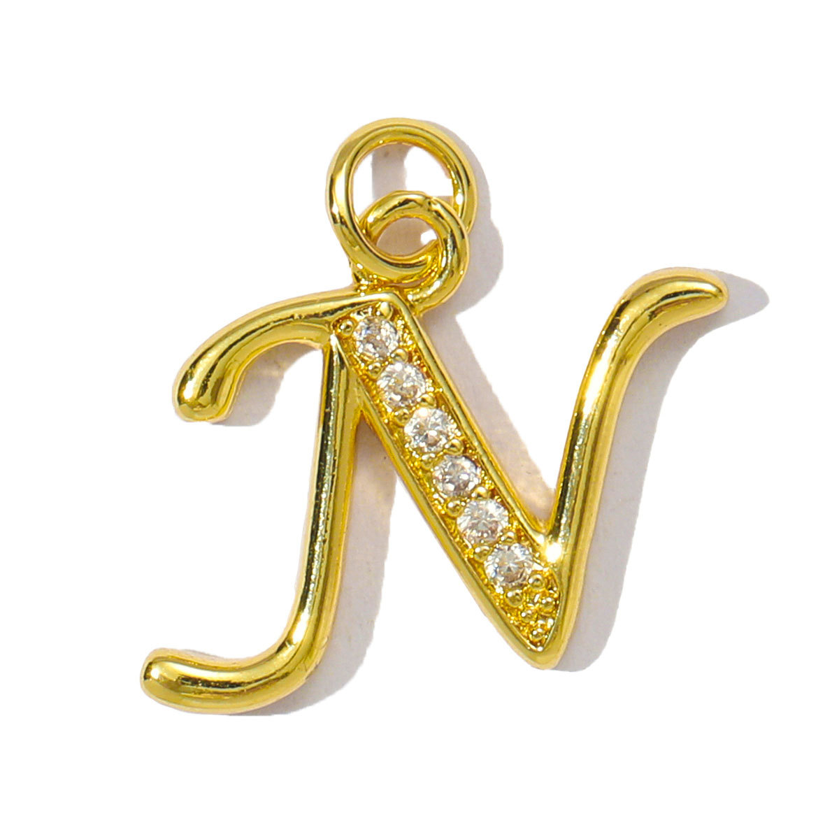 6pcs/pack Cubic Zircon Copper Initial A-Z English Letter Diy Charm Women Capital Alphabet Name Necklace Pendant Jewelry Wholesale