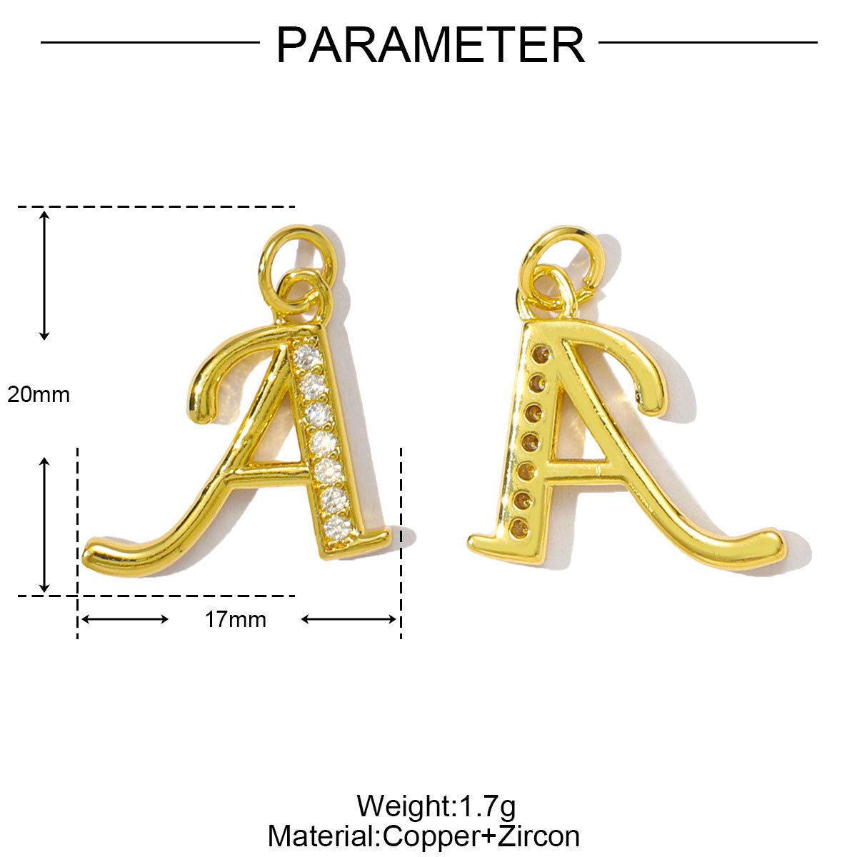 6pcs/pack Cubic Zircon Copper Initial A-Z English Letter Diy Charm Women Capital Alphabet Name Necklace Pendant Jewelry Wholesale