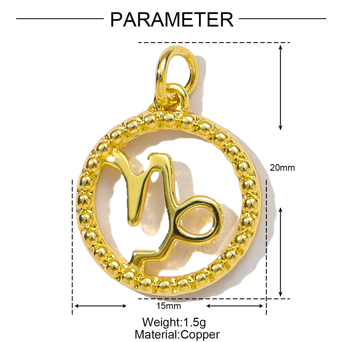 6pcs/pack French Retro Copper 15mm Zodiac Diy Charms Women Star Sign Gemini Necklace Pendant  Aquarius Jewelry Wholesale