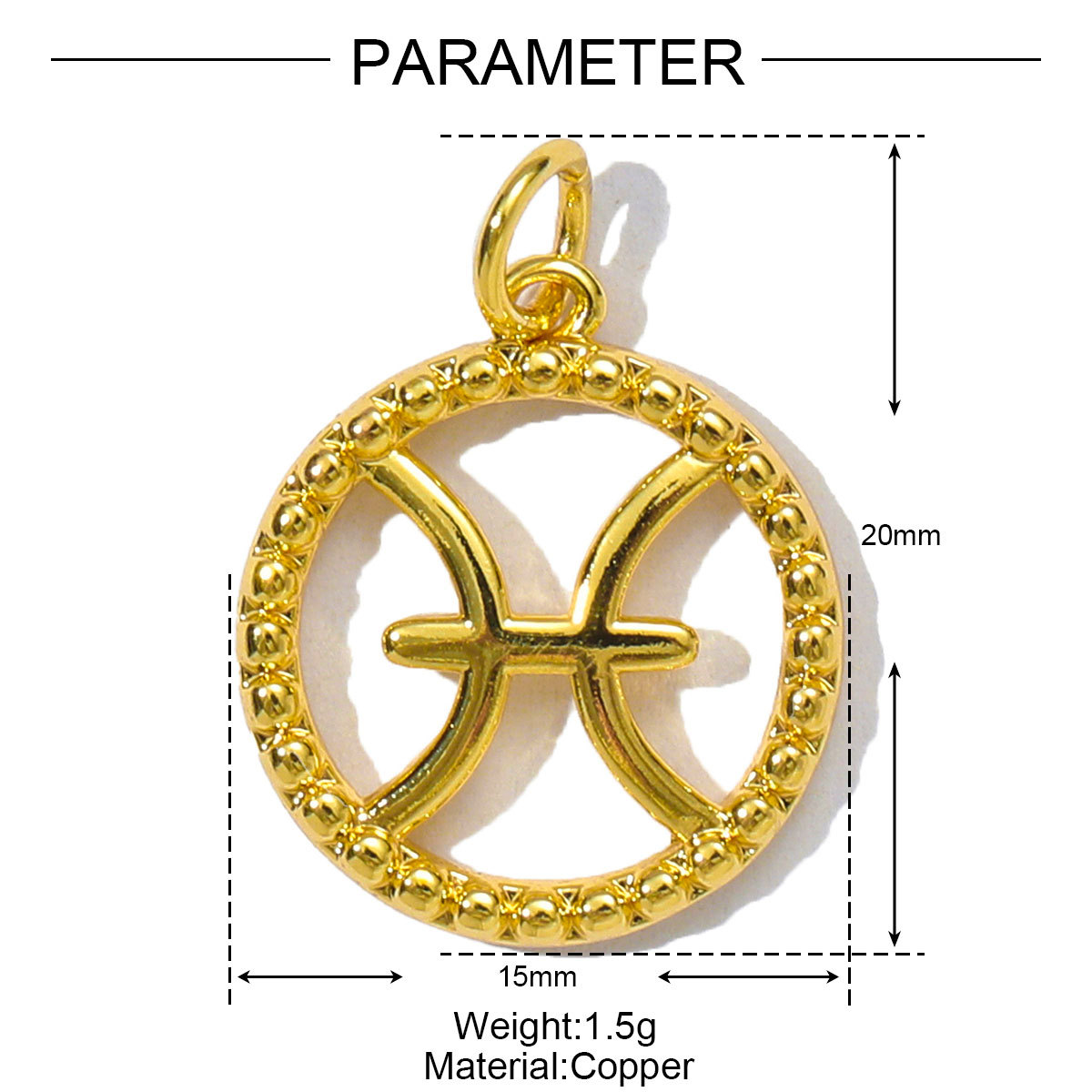 6pcs/pack French Retro Copper 15mm Zodiac Diy Charms Women Star Sign Gemini Necklace Pendant  Aquarius Jewelry Wholesale