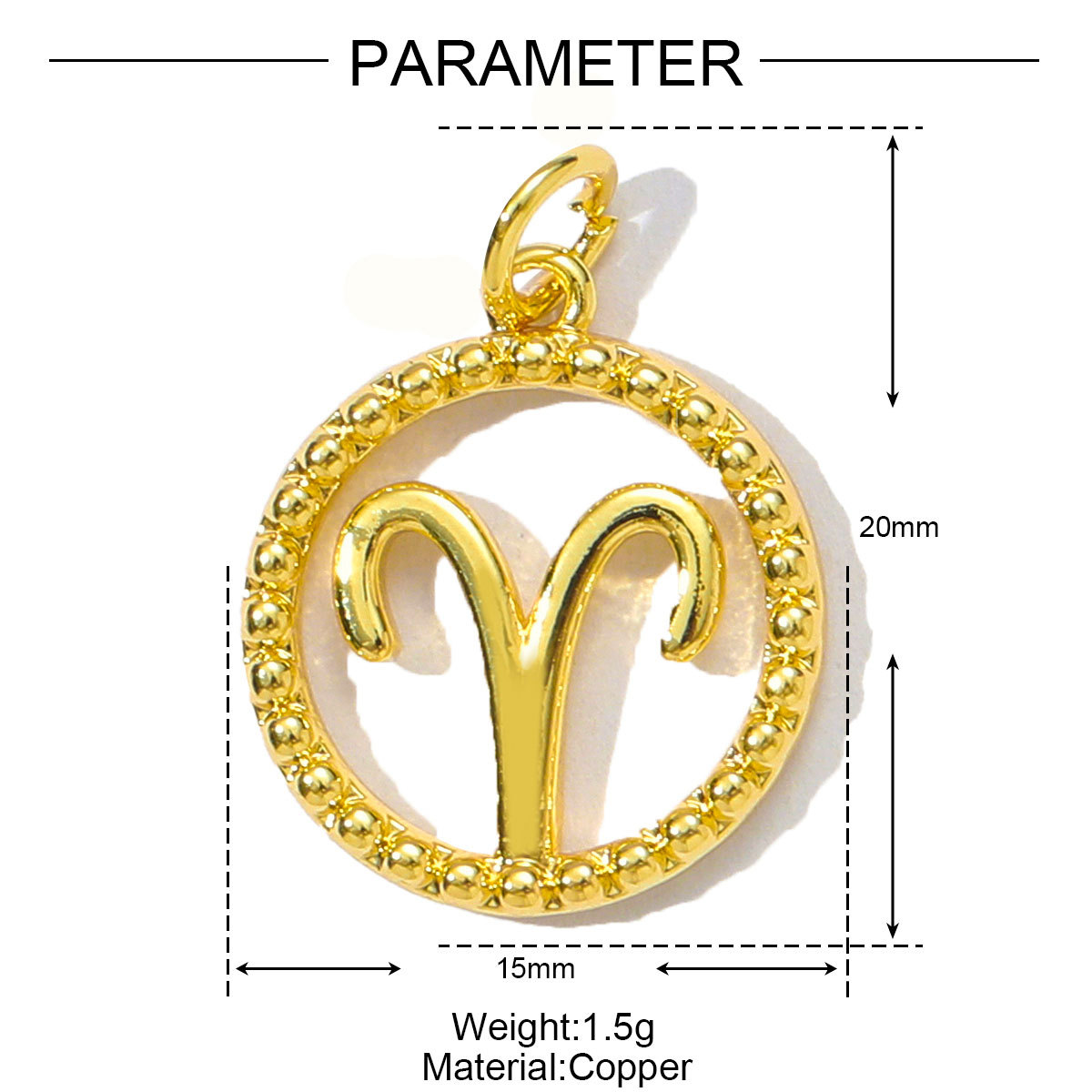 6pcs/pack French Retro Copper 15mm Zodiac Diy Charms Women Star Sign Gemini Necklace Pendant  Aquarius Jewelry Wholesale