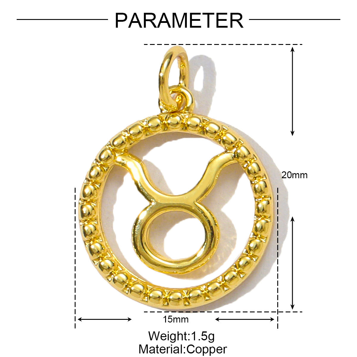 6pcs/pack French Retro Copper 15mm Zodiac Diy Charms Women Star Sign Gemini Necklace Pendant  Aquarius Jewelry Wholesale
