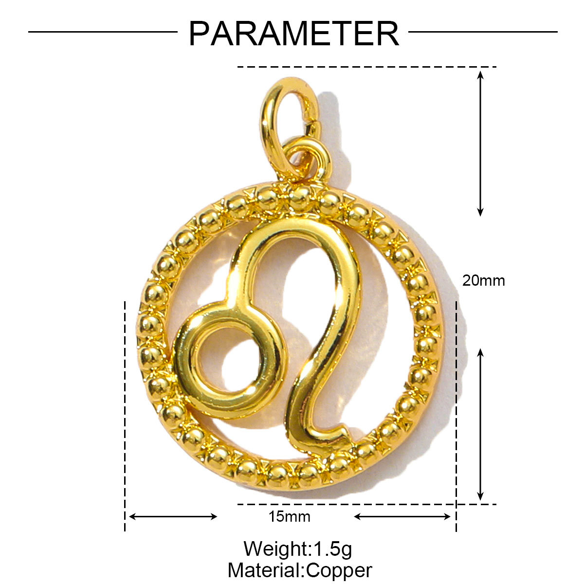 6pcs/pack French Retro Copper 15mm Zodiac Diy Charms Women Star Sign Gemini Necklace Pendant  Aquarius Jewelry Wholesale