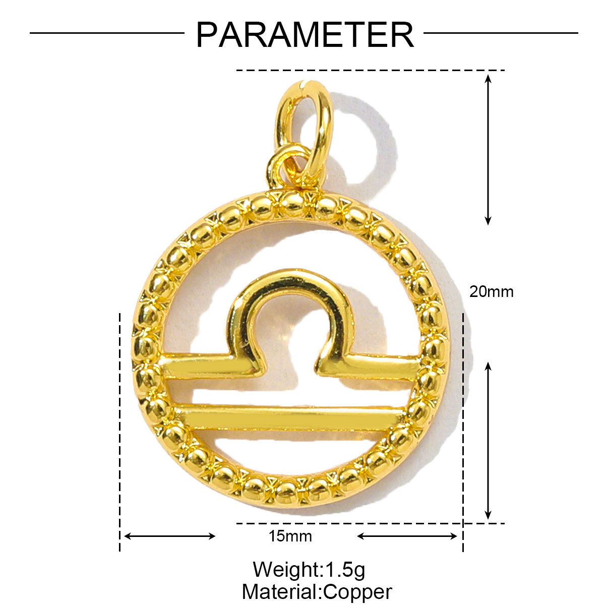 6pcs/pack French Retro Copper 15mm Zodiac Diy Charms Women Star Sign Gemini Necklace Pendant  Aquarius Jewelry Wholesale