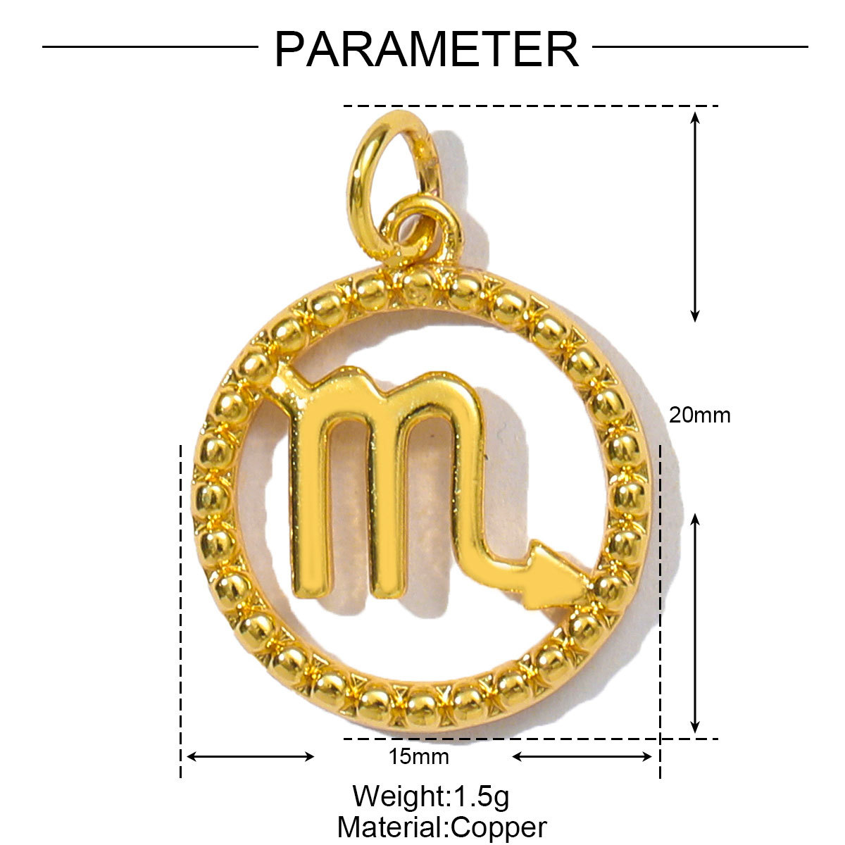 6pcs/pack French Retro Copper 15mm Zodiac Diy Charms Women Star Sign Gemini Necklace Pendant  Aquarius Jewelry Wholesale