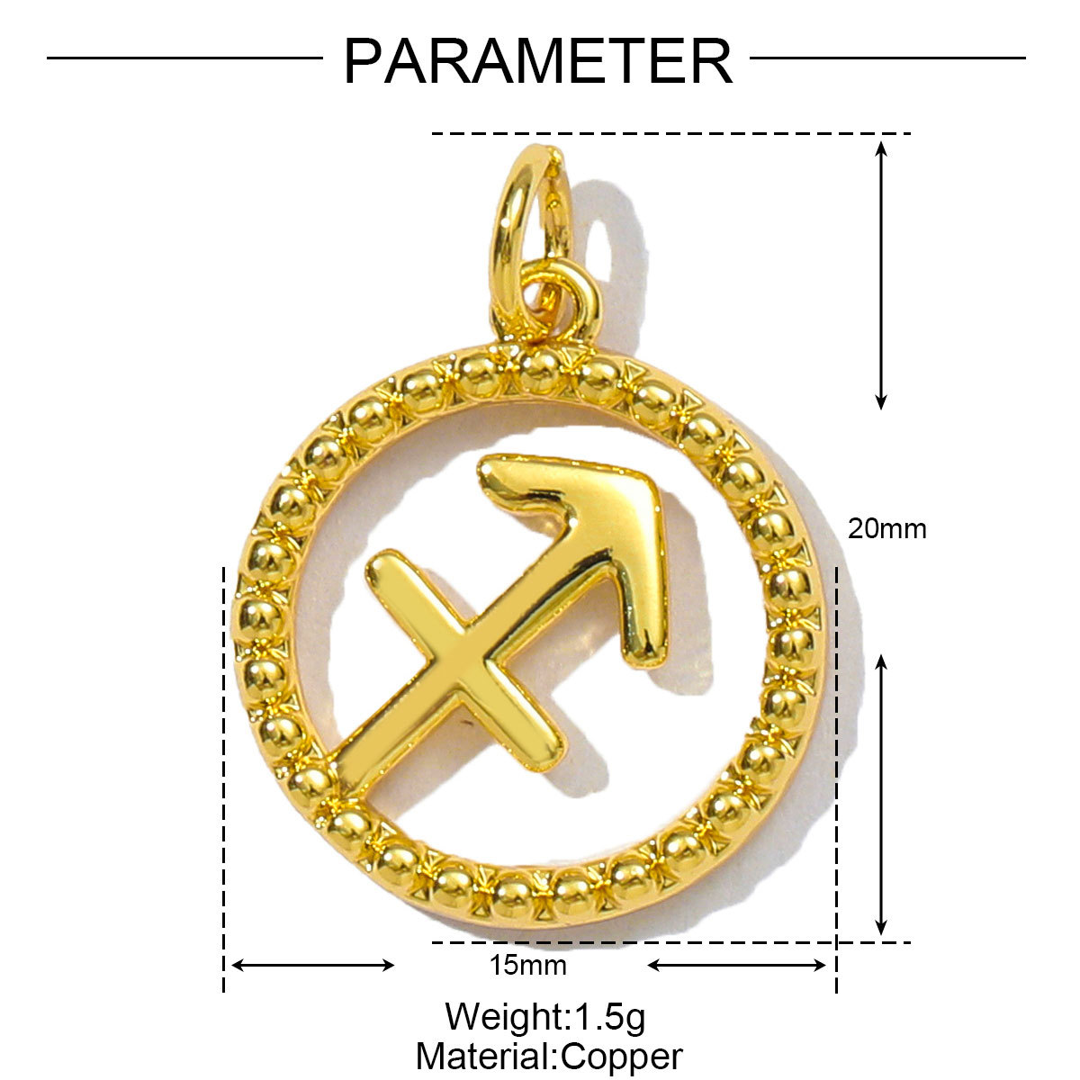 6pcs/pack French Retro Copper 15mm Zodiac Diy Charms Women Star Sign Gemini Necklace Pendant  Aquarius Jewelry Wholesale