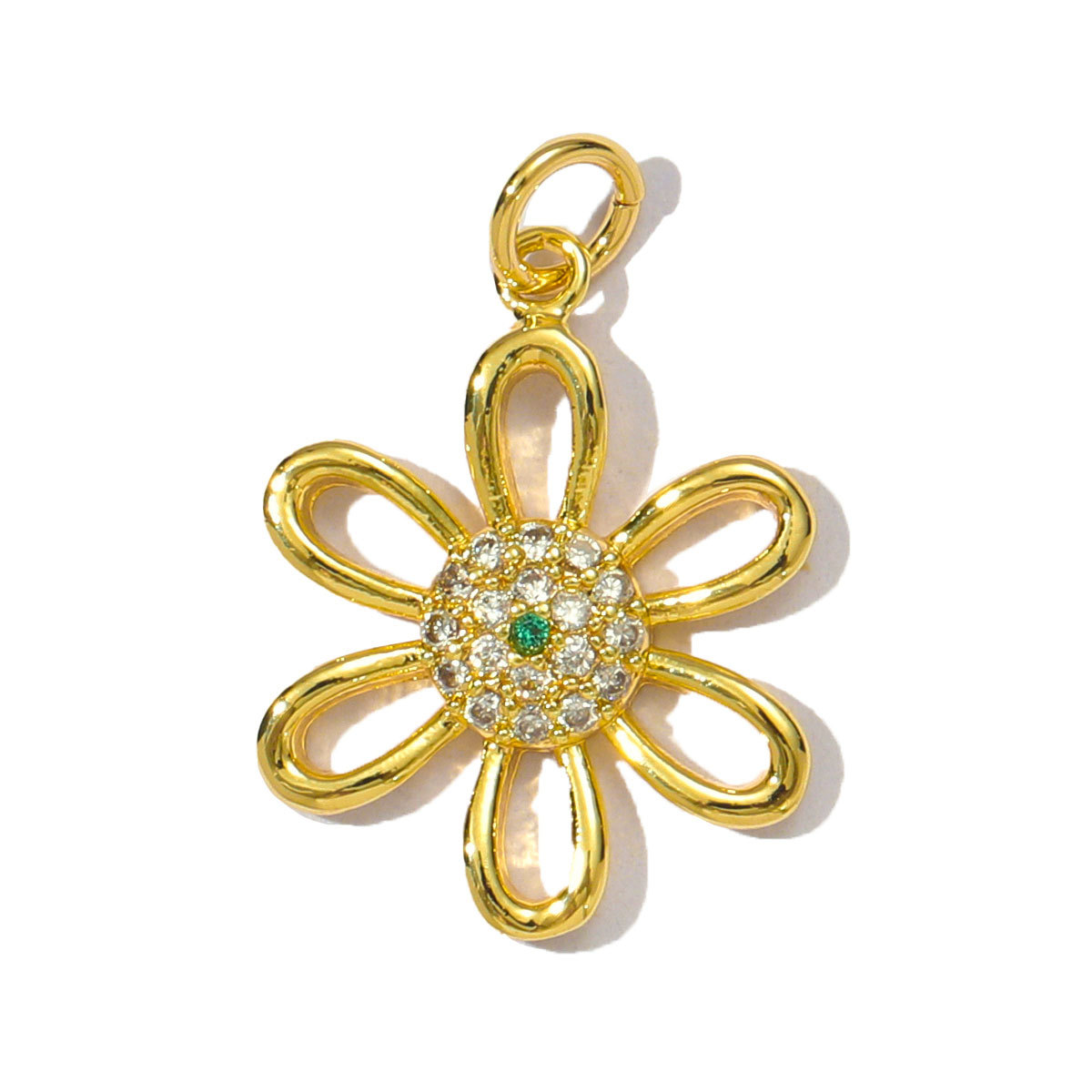 6pcs/pack Copper Cubic Zircon Daisy Sunflower Diy Charms Women Bow Knot Bag Necklace Pendant Eiffel Tower Jewelry Wholesale