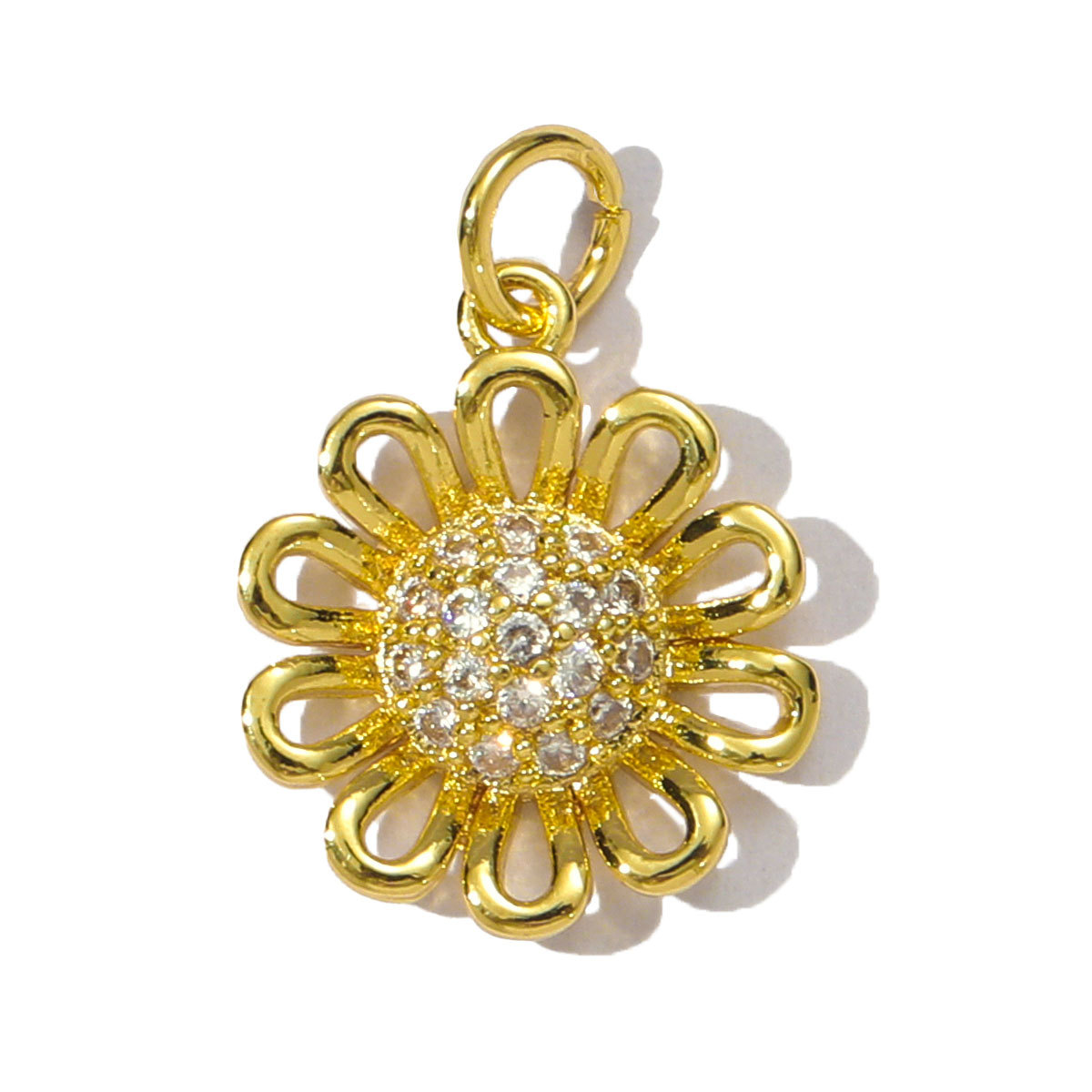 6pcs/pack Copper Cubic Zircon Daisy Sunflower Diy Charms Women Bow Knot Bag Necklace Pendant Eiffel Tower Jewelry Wholesale