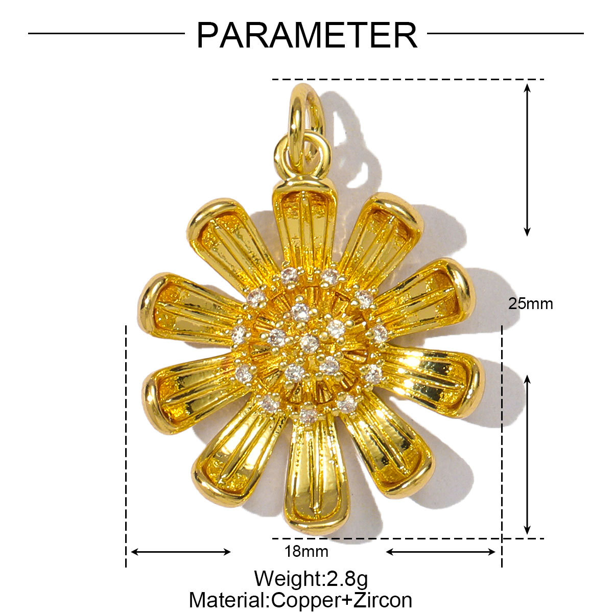 6pcs/pack Copper Cubic Zircon Daisy Sunflower Diy Charms Women Bow Knot Bag Necklace Pendant Eiffel Tower Jewelry Wholesale