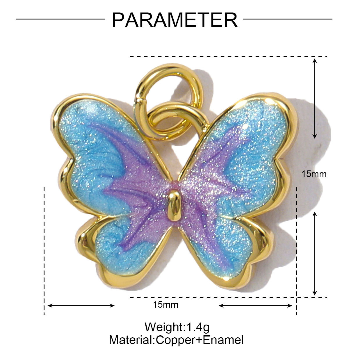 6pcs/pack Copper Cubic Zircon Women Butterfly Heart Necklace Pendant Enamel Mermaid Tail Diy Charms Dolphin Jewelry Wholesale