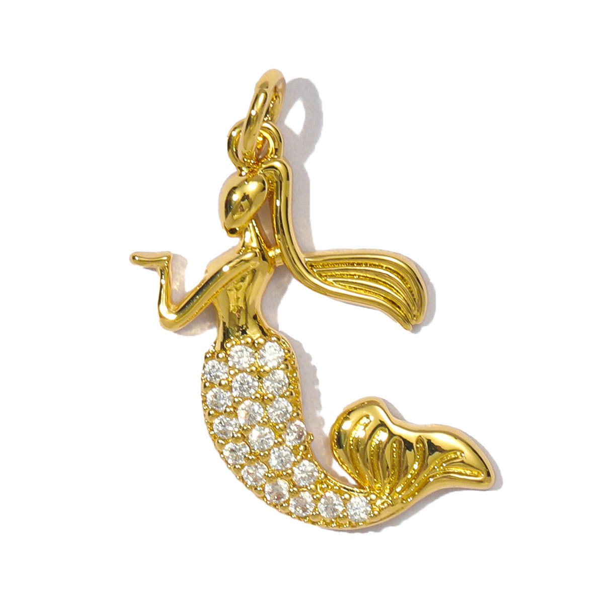 6pcs/pack Copper Cubic Zircon Women Butterfly Heart Necklace Pendant Enamel Mermaid Tail Diy Charms Dolphin Jewelry Wholesale
