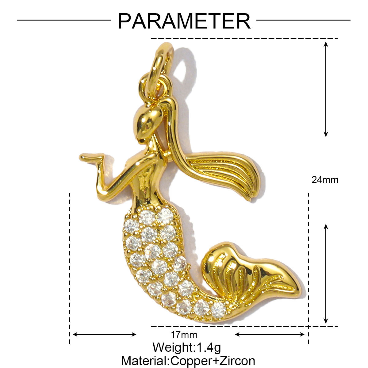 6pcs/pack Copper Cubic Zircon Women Butterfly Heart Necklace Pendant Enamel Mermaid Tail Diy Charms Dolphin Jewelry Wholesale