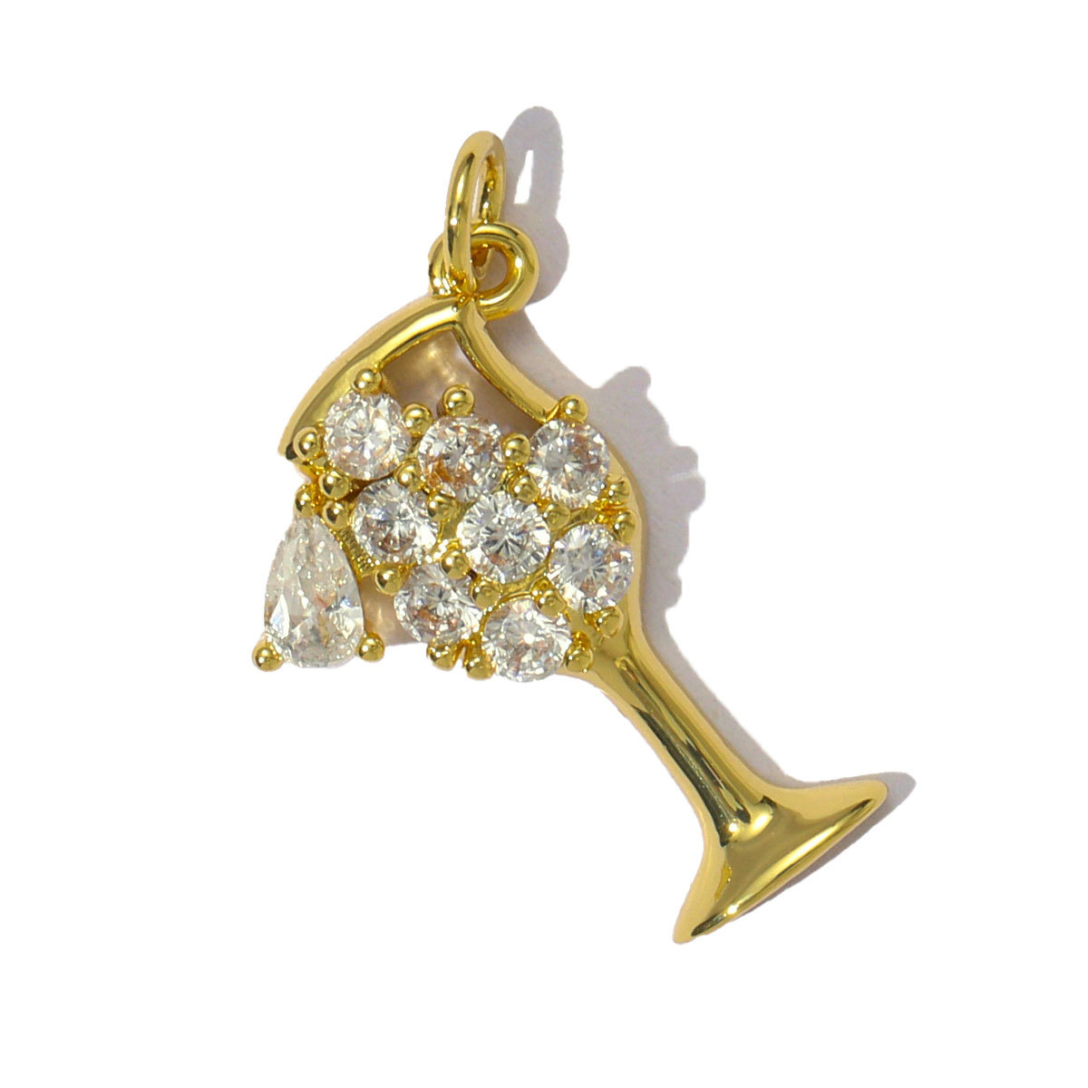 6pcs/pack Fashion Copper Natural Stone Oval Square Necklace Pendant Cubic Zircon Star Wine Glass Diy Bracelet Charms Jewelry Wholesale