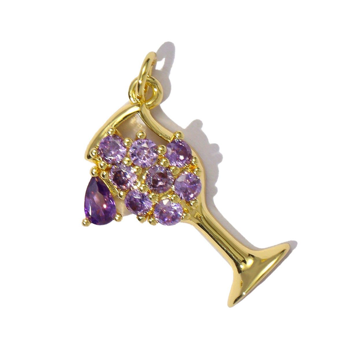 6pcs/pack Fashion Copper Natural Stone Oval Square Necklace Pendant Cubic Zircon Star Wine Glass Diy Bracelet Charms Jewelry Wholesale