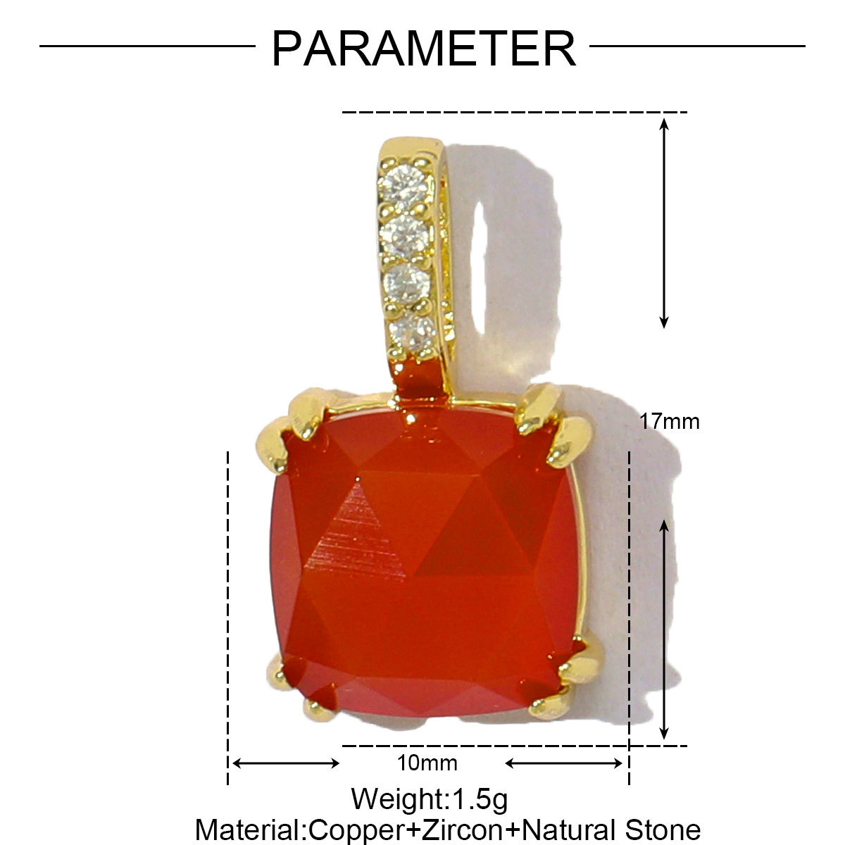 6pcs/pack Fashion Copper Natural Stone Oval Square Necklace Pendant Cubic Zircon Star Wine Glass Diy Bracelet Charms Jewelry Wholesale